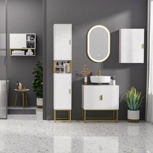 Kleankin Bathroom Furniture Set with Embossed Door, White White Kleankin Bathroom Furniture Set with Embossed Door, White White