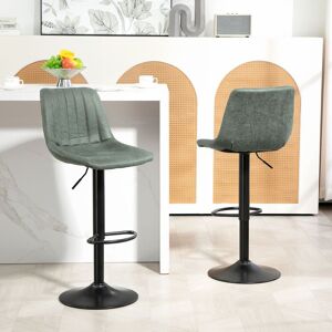 HOMCOM Adjustable Bar Stools Set of 2 Counter Height Barstools Dining Chairs 360° Swivel with Footrest for Home Pub in Green Green HOMCOM Adjustable Bar Stools Set of 2 Counter Height Barstools Dining Chairs 360° Swivel with Footrest for Home Pub in Green Green