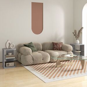 HOMCOM Modern Side Table Set of 2 Bedside Table w/ Storage Shelves, Grey Grey HOMCOM Modern Side Table Set of 2 Bedside Table w/ Storage Shelves, Grey Grey