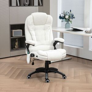 VINSETTO Office Chair w/ Heating Massage Points Relaxing Reclining White White VINSETTO Office Chair w/ Heating Massage Points Relaxing Reclining White White