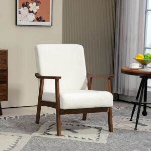 HOMCOM Boucle Accent Chair Armchair W/ Wide Seat for Living Room Bedroom in White White HOMCOM Boucle Accent Chair Armchair W/ Wide Seat for Living Room Bedroom in White White