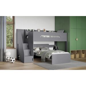 Flair Stepaside Staircase L Shaped Bunk Bed in Grey Size: Single Grey Single Flair Stepaside Staircase L Shaped Bunk Bed in Grey Size: Single Grey Single