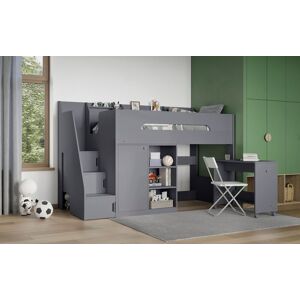 Flair Stepaside Staircase High Sleeper Workstation in Grey Size: Single Grey Single Flair Stepaside Staircase High Sleeper Workstation in Grey Size: Single Grey Single