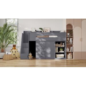 Flair Stepaside Staircase High Sleeper Storage Station in Grey Size: Single Grey Single Flair Stepaside Staircase High Sleeper Storage Station in Grey Size: Single Grey Single