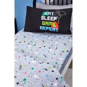 Bedlam 'Game Glow' Kids Gamer Themed 28cm Fitted Bed Sheet in Black Size: Single Fitted Black Single Fitted Bedlam 'Game Glow' Kids Gamer Themed 28cm Fitted Bed Sheet in Black Size: Single Fitted Black Single Fitted