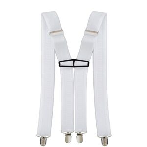 Neel Blue Men's X Back Braces Elasticated Suspenders with 3 Metal Clips, 35mm Wide in White White One Size Neel Blue Men's X Back Braces Elasticated Suspenders with 3 Metal Clips, 35mm Wide in White White One Size