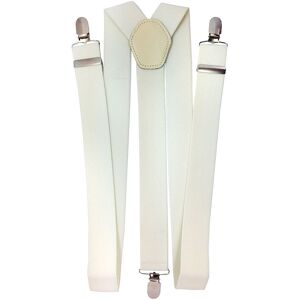 Neel Blue Men's Y Shape Elasticated Suspenders Metal Clips Braces, Navy with Stripe in Ivory Ivory One Size Neel Blue Men's Y Shape Elasticated Suspenders Metal Clips Braces, Navy with Stripe in Ivory Ivory One Size