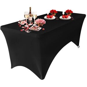 Neel Blue 6FT Rectangle Patio Tablecloth Elastic Spandex Table Cover in Black Black Neel Blue 6FT Rectangle Patio Tablecloth Elastic Spandex Table Cover in Black Black