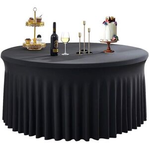 Neel Blue 5ft Fitted Round Spandex Table Skirts, Ruffled Tablecloth in Black Black Neel Blue 5ft Fitted Round Spandex Table Skirts, Ruffled Tablecloth in Black Black