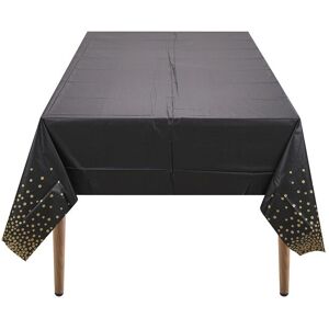 Neel Blue Black With Gold PVC Table Cover, 137cm x 274cm Size: 137 cm x 274 cm Black 137 cm x 274 cm Neel Blue Black With Gold PVC Table Cover, 137cm x 274cm Size: 137 cm x 274 cm Black 137 cm x 274 cm