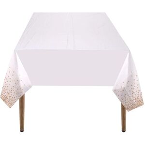 Neel Blue White With Rose Gold PVC Table Cover, 137cm x 274cm Size: 137 cm x 274 cm White 137 cm x 274 cm Neel Blue White With Rose Gold PVC Table Cover, 137cm x 274cm Size: 137 cm x 274 cm White 137 cm x 274 cm