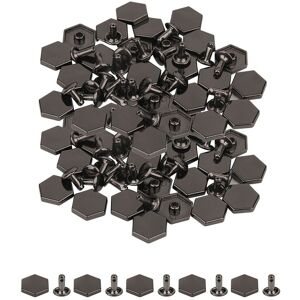 Neel Blue 12mm Hexagonal Feet Cap with 7mm Rivets Studs - 25pcs in Black Black Neel Blue 12mm Hexagonal Feet Cap with 7mm Rivets Studs - 25pcs in Black Black