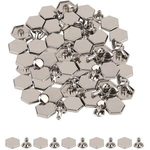 Neel Blue 12mm Hexagonal Feet Cap with 7mm Rivets Studs - 25pcs in Silver Silver Neel Blue 12mm Hexagonal Feet Cap with 7mm Rivets Studs - 25pcs in Silver Silver