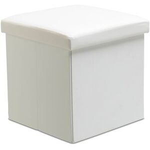 Snug City Faux Leather Storage Ottoman Storage Box With Lid Foldable - 38x38x38cm Square in White Size: Small White S Snug City Faux Leather Storage Ottoman Storage Box With Lid Foldable - 38x38x38cm Square in White Size: Small White S