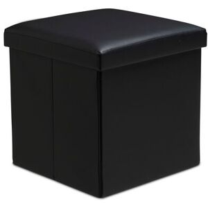 Snug City Faux Leather Storage Ottoman Storage Box With Lid Foldable - 38x38x38cm Square in Black Size: Small Black S Snug City Faux Leather Storage Ottoman Storage Box With Lid Foldable - 38x38x38cm Square in Black Size: Small Black S