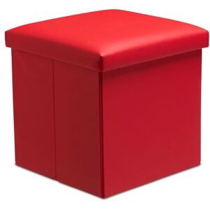 Snug City Faux Leather Storage Ottoman Storage Box With Lid Foldable - 38x38x38cm Square in Red Size: Small Red S Snug City Faux Leather Storage Ottoman Storage Box With Lid Foldable - 38x38x38cm Square in Red Size: Small Red S