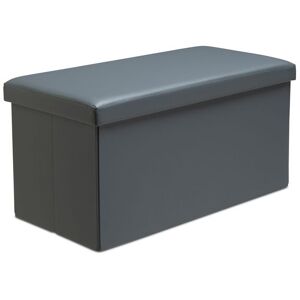 Snug City Faux Leather Storage Ottoman Storage Box With Lid Foldable - 76x38x38cm Rectangle in Grey Size: Large Grey L Snug City Faux Leather Storage Ottoman Storage Box With Lid Foldable - 76x38x38cm Rectangle in Grey Size: Large Grey L