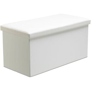 Snug City Faux Leather Storage Ottoman Storage Box With Lid Foldable - 76x38x38cm Rectangle in White Size: Large White L Snug City Faux Leather Storage Ottoman Storage Box With Lid Foldable - 76x38x38cm Rectangle in White Size: Large White L