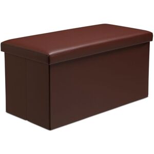 Snug City Faux Leather Storage Ottoman Storage Box With Lid Foldable - 76x38x38cm Rectangle in Brown Size: Large Brown L Snug City Faux Leather Storage Ottoman Storage Box With Lid Foldable - 76x38x38cm Rectangle in Brown Size: Large Brown L