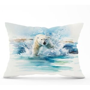 Warren Reed - Designer Hunting Polar Bear Watercolour Cushions in Brown Size: 33 cm x 48 cm Brown 33 cm x 48 cm Warren Reed - Designer Hunting Polar Bear Watercolour Cushions in Brown Size: 33 cm x 48 cm Brown 33 cm x 48 cm