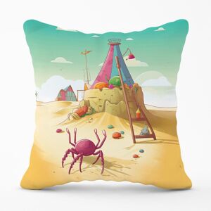 Warren Reed - Designer Crab On A Beach Holiday Outdoor Cushion in Yellow Size: 45 cm x 45 cm Yellow 45 cm x 45 cm Warren Reed - Designer Crab On A Beach Holiday Outdoor Cushion in Yellow Size: 45 cm x 45 cm Yellow 45 cm x 45 cm