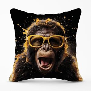 Warren Reed - Designer Splashart Monkey Face With Yellow Glasses Outdoor Cushion in Orange Size: 60 cm x 60 cm Orange 60 cm x 60 cm Warren Reed - Designer Splashart Monkey Face With Yellow Glasses Outdoor Cushion in Orange Size: 60 cm x 60 cm Orange 60 cm x 60 cm