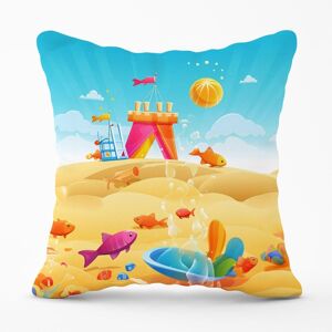 Warren Reed - Designer Fishes On A Beach Holiday Outdoor Cushion in Yellow Size: 60 cm x 60 cm Yellow 60 cm x 60 cm Warren Reed - Designer Fishes On A Beach Holiday Outdoor Cushion in Yellow Size: 60 cm x 60 cm Yellow 60 cm x 60 cm