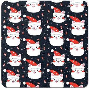 Warren Reed - Designer Cute Cats Wearing Santa Claus Hats Coasters - Set of 4 in Red Red Warren Reed - Designer Cute Cats Wearing Santa Claus Hats Coasters - Set of 4 in Red Red