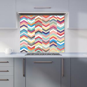 Warren Reed - Designer Geometric Multi Colored Chevron Pattern Kitchen Splashback in Red Size: 600mm x 600mm Red 600mm x 600mm Warren Reed - Designer Geometric Multi Colored Chevron Pattern Kitchen Splashback in Red Size: 600mm x 600mm Red 600mm x 600mm