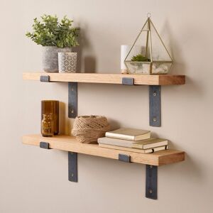 Off the Grain Oak Wooden Shelves with Lipped Brackets - Set of 2 - 150cm in Light Oak Size: 150 cm x 15 cm Light Oak 150 cm x 15 cm Off the Grain Oak Wooden Shelves with Lipped Brackets - Set of 2 - 150cm in Light Oak Size: 150 cm x 15 cm Light Oak 150 cm x 15 cm