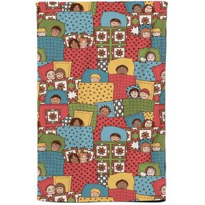 Warren Reed - Designer Hand Drawn Sleeping Doodle Faces Tea Towel in Red Red One Size Warren Reed - Designer Hand Drawn Sleeping Doodle Faces Tea Towel in Red Red One Size