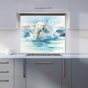 Warren Reed - Designer Hunting Polar Bear Watercolour Kitchen Splashback in Brown Size: 600mm x 600mm Brown 600mm x 600mm Warren Reed - Designer Hunting Polar Bear Watercolour Kitchen Splashback in Brown Size: 600mm x 600mm Brown 600mm x 600mm