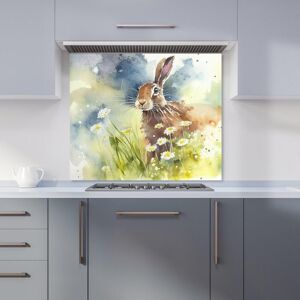 Warren Reed - Designer Hare & Daisies Watercolour Kitchen Splashback in Brown Size: 600mm x 650mm Brown 600mm x 650mm Warren Reed - Designer Hare & Daisies Watercolour Kitchen Splashback in Brown Size: 600mm x 650mm Brown 600mm x 650mm
