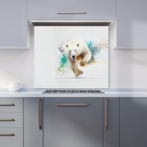 Warren Reed - Designer Charging Polar Bear Kitchen Splashback in White Size: 600mm x 650mm White 600mm x 650mm Warren Reed - Designer Charging Polar Bear Kitchen Splashback in White Size: 600mm x 650mm White 600mm x 650mm