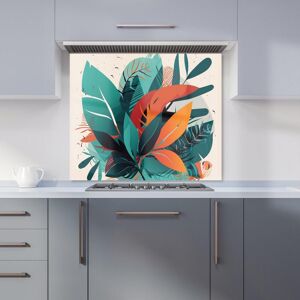 Warren Reed - Designer Green Orange Tropical Leaves Kitchen Splashback Size: 700mm x 650mm Green 700mm x 650mm Warren Reed - Designer Green Orange Tropical Leaves Kitchen Splashback Size: 700mm x 650mm Green 700mm x 650mm