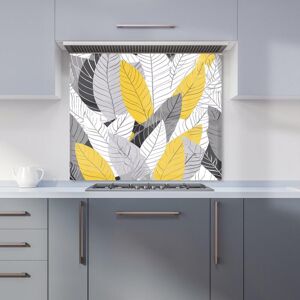 Warren Reed - Designer Yellow Grey Feather Leaves Kitchen Splashback Size: 600mm x 650mm Yellow 600mm x 650mm Warren Reed - Designer Yellow Grey Feather Leaves Kitchen Splashback Size: 600mm x 650mm Yellow 600mm x 650mm