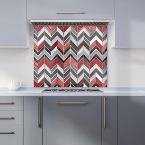 Warren Reed - Designer Red Grey Geometric Pattern Kitchen Splashback Size: 700mm x 750mm Grey 700mm x 750mm Warren Reed - Designer Red Grey Geometric Pattern Kitchen Splashback Size: 700mm x 750mm Grey 700mm x 750mm