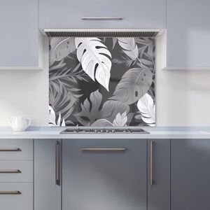 Warren Reed - Designer Black White Tropical Leaves Kitchen Splashback in Grey Size: 600mm x 650mm Grey 600mm x 650mm Warren Reed - Designer Black White Tropical Leaves Kitchen Splashback in Grey Size: 600mm x 650mm Grey 600mm x 650mm