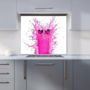 Warren Reed - Designer Pink Splashart Glass With Glasses Kitchen Splashback Size: 600mm x 650mm Pink 600mm x 650mm Warren Reed - Designer Pink Splashart Glass With Glasses Kitchen Splashback Size: 600mm x 650mm Pink 600mm x 650mm