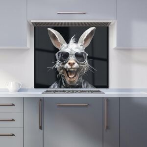 Warren Reed - Designer Funky Rabbit Face With Glasses Kitchen Splashback in Grey Size: 900mm x 650mm Grey 900mm x 650mm Warren Reed - Designer Funky Rabbit Face With Glasses Kitchen Splashback in Grey Size: 900mm x 650mm Grey 900mm x 650mm