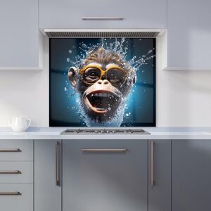 Warren Reed - Designer Splashart Cheeky Chimp Face With Glasses Kitchen Splashback in Blue Size: 900mm x 650mm Blue 900mm x 650mm Warren Reed - Designer Splashart Cheeky Chimp Face With Glasses Kitchen Splashback in Blue Size: 900mm x 650mm Blue 900mm x 650mm