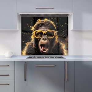 Warren Reed - Designer Splashart Monkey Face With Yellow Glasses Kitchen Splashback in Orange Size: 600mm x 650mm Orange 600mm x 650mm Warren Reed - Designer Splashart Monkey Face With Yellow Glasses Kitchen Splashback in Orange Size: 600mm x 650mm Orange 600mm x 650mm