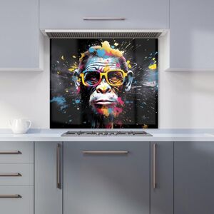 Warren Reed - Designer Coloured Splashart Monkey Face Kitchen Splashback in Blue Size: 600mm x 650mm Blue 600mm x 650mm Warren Reed - Designer Coloured Splashart Monkey Face Kitchen Splashback in Blue Size: 600mm x 650mm Blue 600mm x 650mm