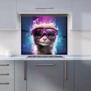 Warren Reed - Designer Splashart Ferret With Glasses Purple Kitchen Splashback Size: 600mm x 650mm Purple 600mm x 650mm Warren Reed - Designer Splashart Ferret With Glasses Purple Kitchen Splashback Size: 600mm x 650mm Purple 600mm x 650mm