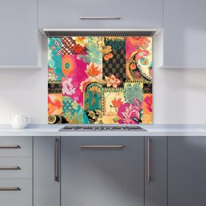 Warren Reed - Designer Patchwork Mixed Textiles Kitchen Splashback in Pink Size: 600mm x 650mm Pink 600mm x 650mm Warren Reed - Designer Patchwork Mixed Textiles Kitchen Splashback in Pink Size: 600mm x 650mm Pink 600mm x 650mm