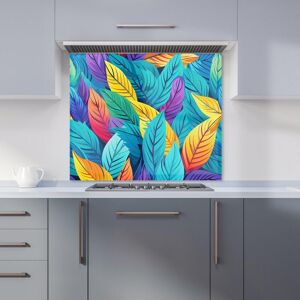 Warren Reed - Designer Bright Colourful Leaves Kitchen Splashback in Blue Size: 900mm x 650mm Blue 900mm x 650mm Warren Reed - Designer Bright Colourful Leaves Kitchen Splashback in Blue Size: 900mm x 650mm Blue 900mm x 650mm