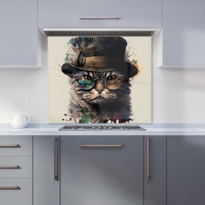 Warren Reed - Designer Cat With Glasses & Hat Splashart Kitchen Splashback Size: 600mm x 600mm Multicolor 600mm x 600mm Warren Reed - Designer Cat With Glasses & Hat Splashart Kitchen Splashback Size: 600mm x 600mm Multicolor 600mm x 600mm