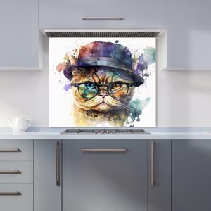 Warren Reed - Designer Shorthair Cat With Glasses Splashart Kitchen Splashback Size: 600mm x 650mm Multicolor 600mm x 650mm Warren Reed - Designer Shorthair Cat With Glasses Splashart Kitchen Splashback Size: 600mm x 650mm Multicolor 600mm x 650mm