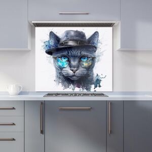 Warren Reed - Designer Russian Blue Cat With Glasses Splashart Kitchen Splashback Size: 600mm x 650mm Multicolor 600mm x 650mm Warren Reed - Designer Russian Blue Cat With Glasses Splashart Kitchen Splashback Size: 600mm x 650mm Multicolor 600mm x 650mm