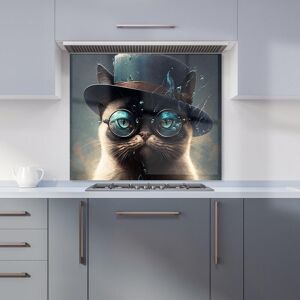 Warren Reed - Designer Siamese Cat With Glasses Splashart Kitchen Splashback Size: 600mm x 650mm Multicolor 600mm x 650mm Warren Reed - Designer Siamese Cat With Glasses Splashart Kitchen Splashback Size: 600mm x 650mm Multicolor 600mm x 650mm